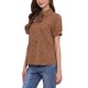 thumbnail image 4 of INSPIRE CHIC Blusa de Chifón con Estampado Retro de Manga Corta y Lazo en el Cuello Peter Pan para Mujer, Talla M, Marrón Claro-Puntos, 4 of 6