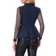 thumbnail image 3 of INSPIRE CHIC Blusa de Mujer de Malla Transparente con Peplum, Manga Larga, Cuello con Abertura y Dobladillo con Volantes, Cuello Abatible, Talla S, Azul Oscuro, 3 of 6
