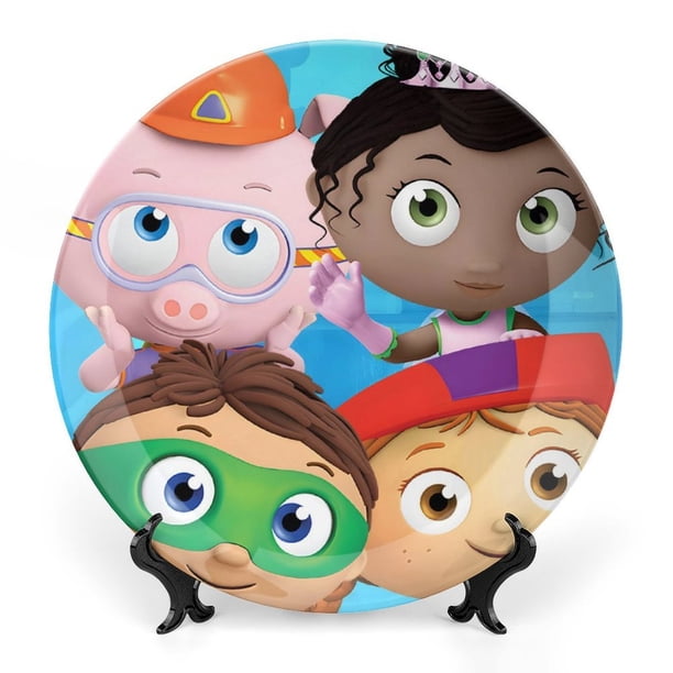 Super Why Plato decorativo de porcelana fina (bone china), plato decorativo de cerámica para hogar, oficina, soporte de pared, platos decorativos para dormitorio - 6 pulgadas (15 cm)
