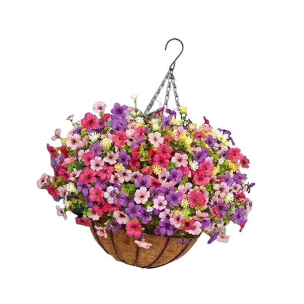 Cesta de flores artificiales para colgar plantas, maceta con cadena y forro de , planta colgante falsa para decoración de porche, jardín y casa. A