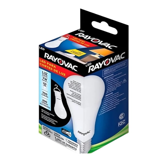 Ampolleta Led De Emergencia Rayovac 7w Recargable Luz Blanca