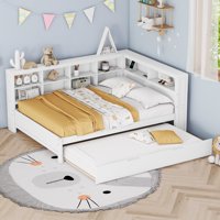 M&Ms - Wooden Full Size Daybed With Twin Size Trundle, Daybed With Storage Shelf And Usb Charging Ports,White(Old Sku Hl000075Aak )