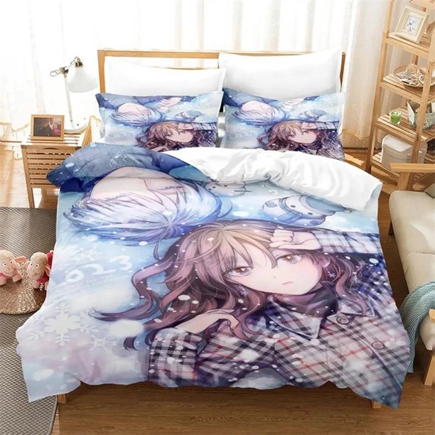 Anime Ice Guy and His Cool Female Colleague Bedding SetGirls Adult Duvet Cover Pillowcase Bedding