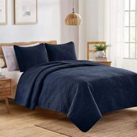 Importclick - Cubrecama Quilt Reversible Queen 228X228 Cm Más Fundas Almohada Azul
