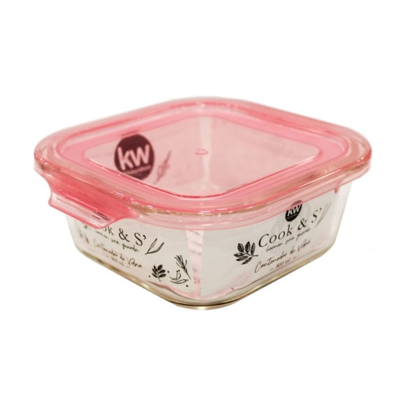 KITCHENWARE RECIPIENTE CUADRADO VIDRIO 800ML C/TAPA