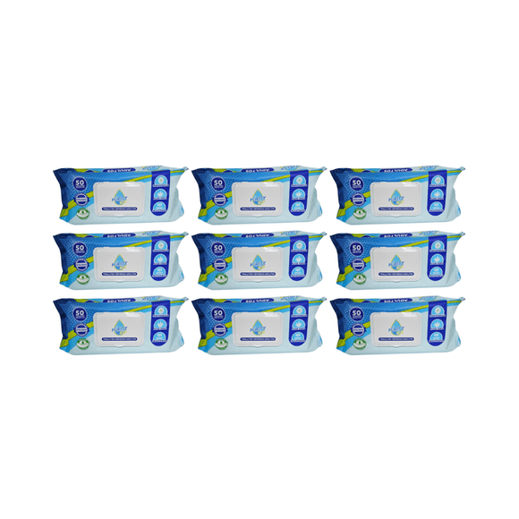 Pack 9 Toallitas Húmedas Adulto Purity Eco 50 Un , Extra Grande.