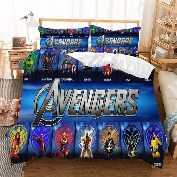 Marvel Avengers Quilt Duvet Duna Cover Set Queen Bedding Set Gift3-Piece Bedding Set (1 Duvet Cover + 2 Pillow Shams)
