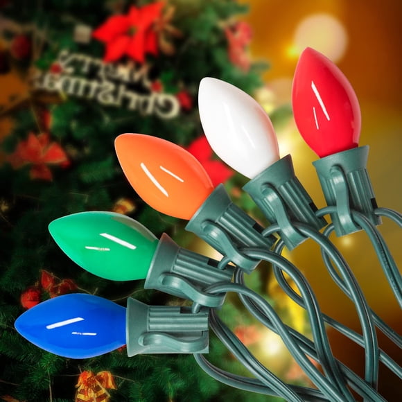 Luces navideñas PASUTO Vintage C7, 25 pies, 25 bombillas de cerámica