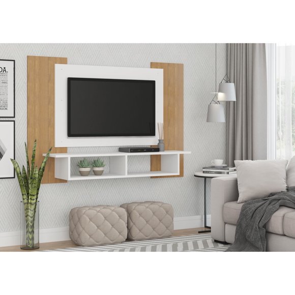 Panel TV Atlanta 55 Pulgadas Repisas Reversible Roble - Blanco
