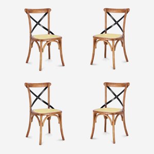 Javimate - Pack 4 Sillas De Comedor Crossback Madera Natural
