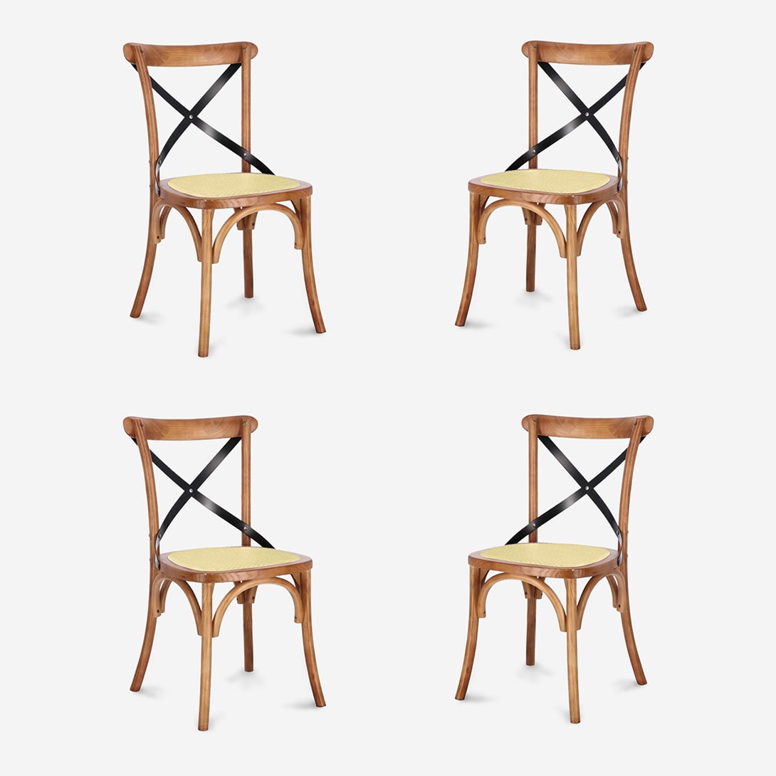 Javimate - Pack 4 Sillas De Comedor Crossback Madera Natural