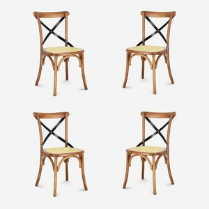 Javimate - Pack 4 Sillas De Comedor Crossback Madera Natural