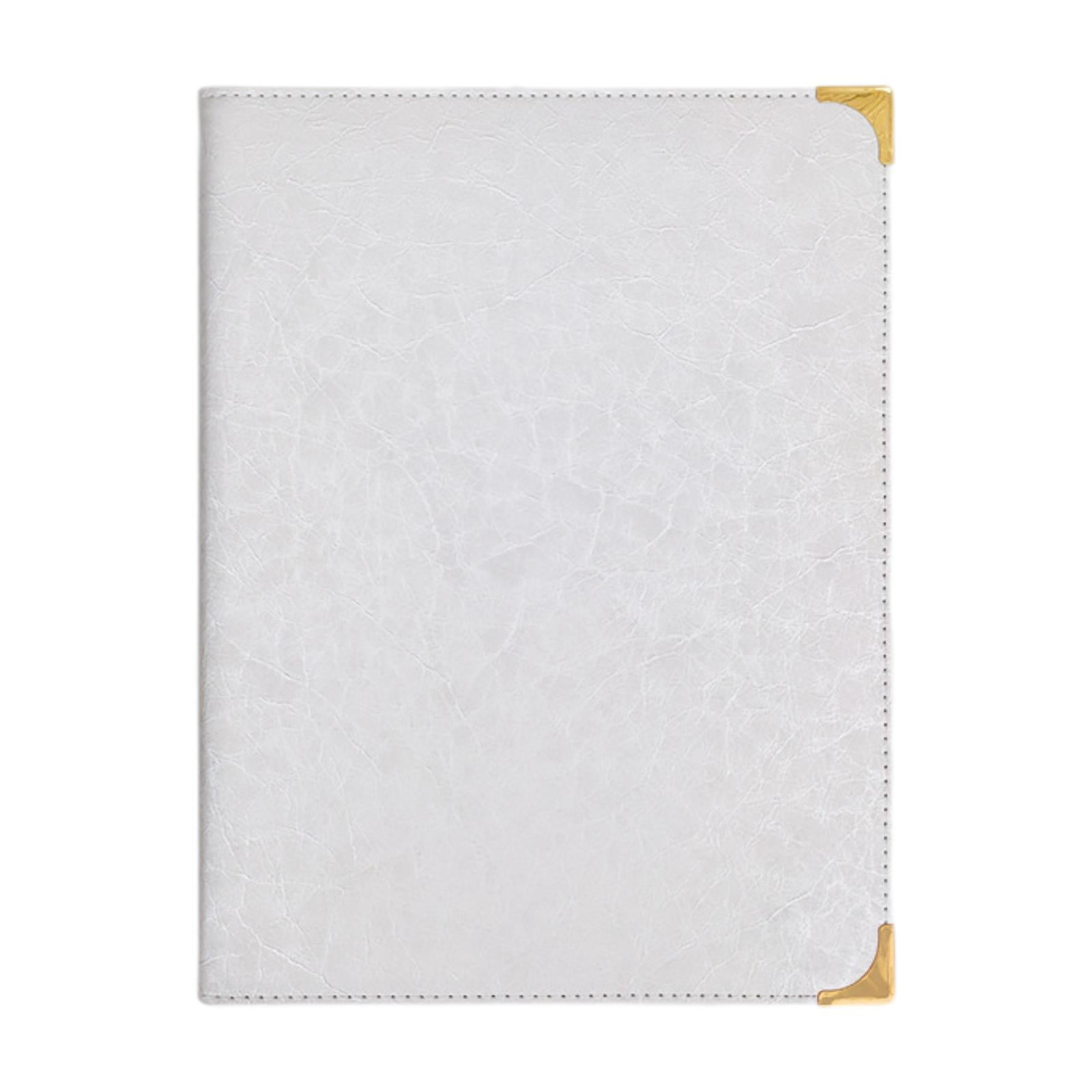 Magideal - Cubierta De Menú, Carpeta De Menú, 4 Páginas, Elegante Cubierta Transparente, Pu, 24,4 X 32,3 Cm, Libro De Menú Para Cafetería, Bar, Fiesta, Boda Blanco