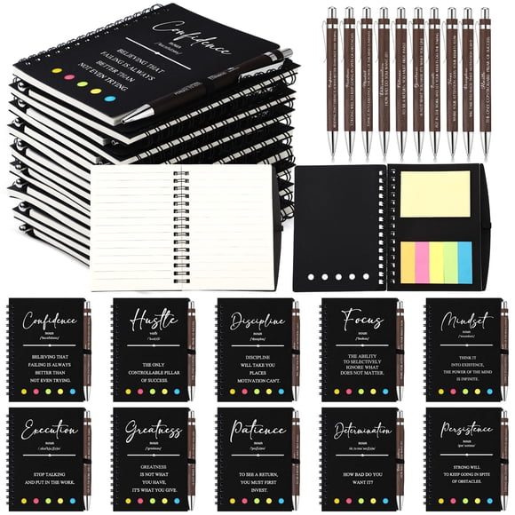 Cuadernos y bolígrafos motivacionales TecUnite - 40 uds negras