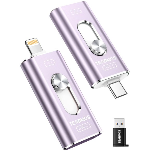 Memoria USB TEARMOS de 512 GB, Photo Stick para iPhone, color morado claro