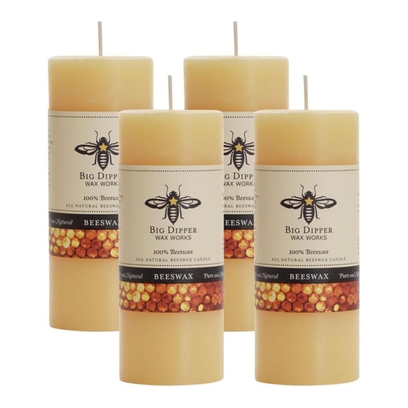 Cera de abejas 100% pura Big Dipper Wax Works de Pillar Candles (paquete de 4)