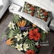 thumbnail image 1 of Tropical Flowers Floral Patterns Green Quilt Duvet Cover Set Kids Bedspread3-Piece Bedding Set, 1 of 5