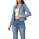 thumbnail image 4 of INSPIRE CHIC Chaqueta de Jean Elástica para Mujer de Regreso a Clases con Cuello de Solapa Un Botón Manga Larga Chaquetas de Mezclilla de Trabajo L Azul Claro, 4 of 6