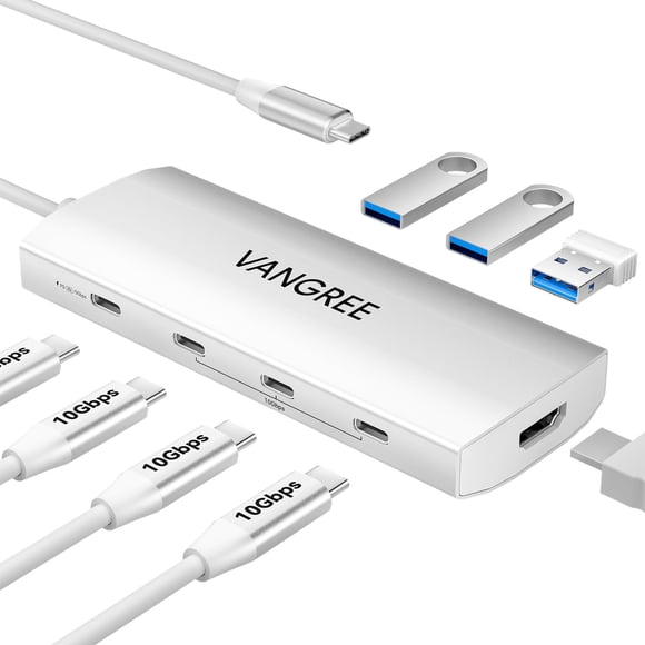 Hub USB C VANGREE 8 en 1 con 3 USB 3.2 Gen 2, 4K @60Hz HDMI 100 W PD