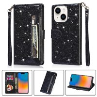 Funda Para Foxdock Elegante Funda Iphone 15 Plus Glitter Con Cremallera-Ideal Para El Uso Diario