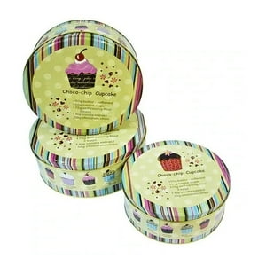 Concepts Life - Set De 3 Canister Redondos De Metal Diseño Cupcakes