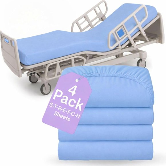 Juego de sábanas ajustables para cama hospitalaria BLISSFORD 91 x 213 x 30 cm, 4 unidades