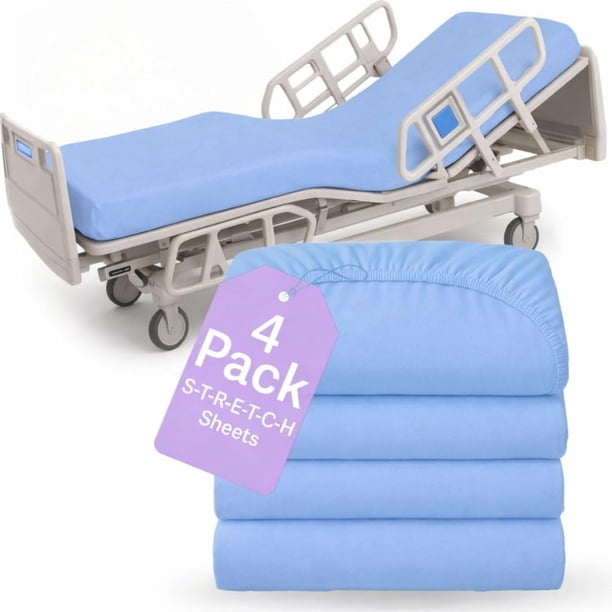 Juego de sábanas ajustables para cama hospitalaria BLISSFORD 91 x 213 x 30 cm, 4 unidades