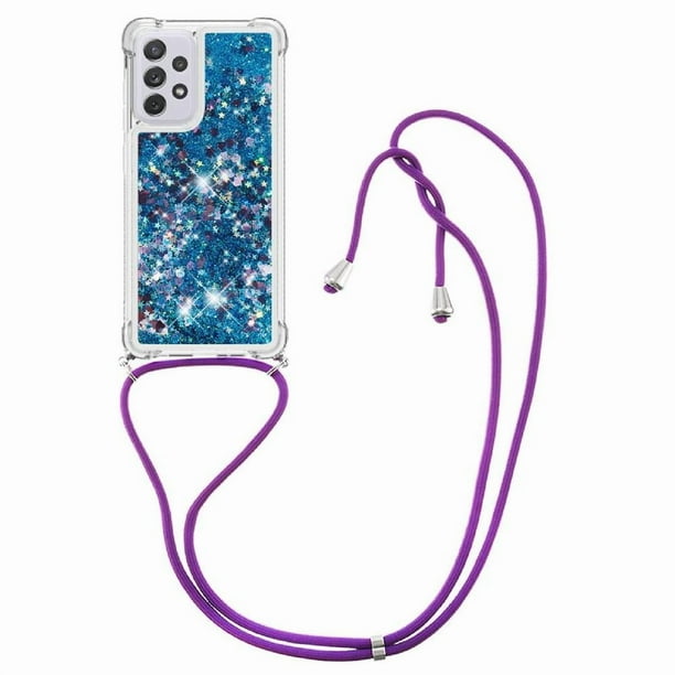 Funda FOXDOCK para Samsung Galaxy A73 5G con Cuerda Ajustable, Brillo Líquido, Protección Antigolpes y Lente – Ideal para Regalo