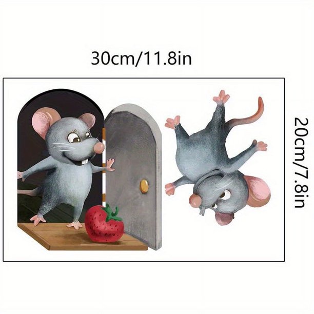 1 Sheet Mice 3D Wall Stickers, Wall Art Stickers For Living Room Bedroom Decor Kitchen Wall Decal Wall Corner Stickers Romantic Creative Wall Stickers Funny Cute Cartoon Mouse Cave Wall Stickers