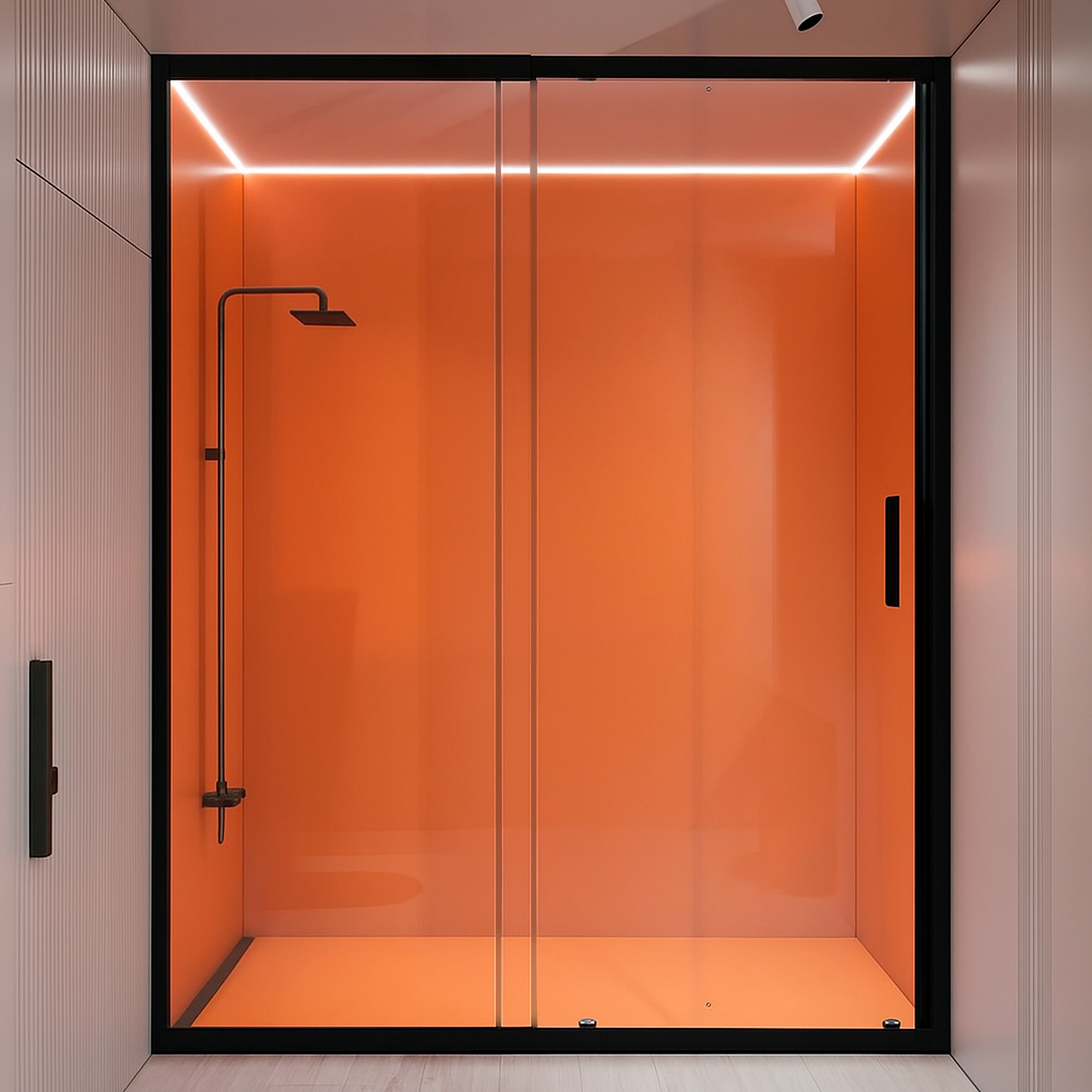 Joytek - Mampara Ajustable De Ducha Lens 120-140 Cm Transparente Negro