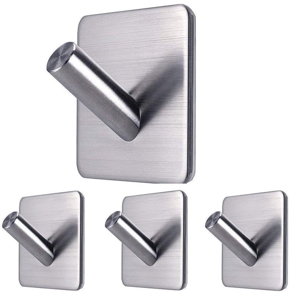 Ganchos adhesivos de acero inoxidable Fotosnow, paquete de 4