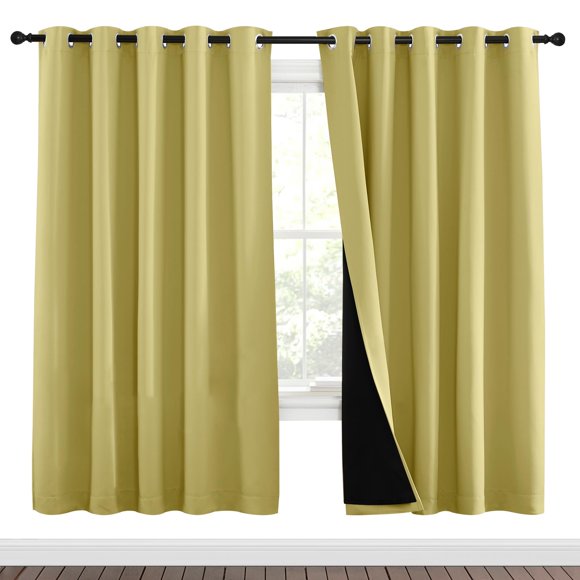 Cortina NICETOWN amarilla 178 cm x 183 cm, juego de 2 opacas