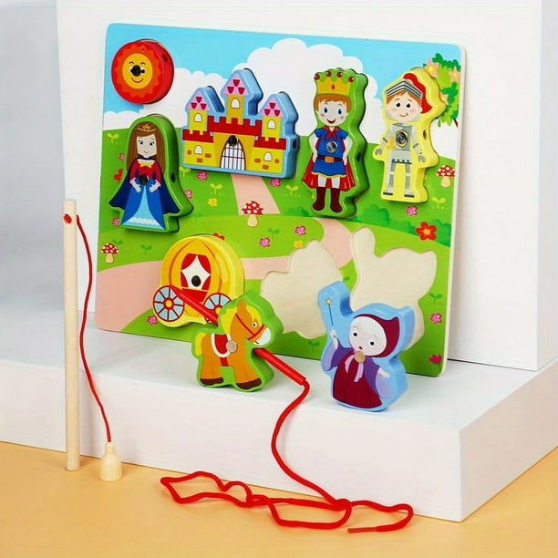 Infant And Young Children Fishing Toys Rope Puzzle Puzzle Early Education Baby Beaded Toy Farm Animal Transport Puzzle Three-in-one