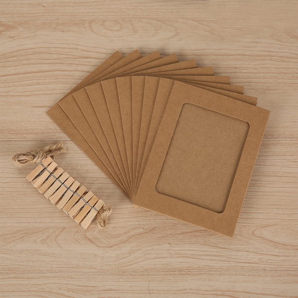 Xiao Hua 20 marcos de fotos de papel marrón de 6 pulgadas, soporte para fotos DIY, pancarta para colgar fotos, clip de posición ajustable en el marco de fotos, adecuado para decoración de fiestas.