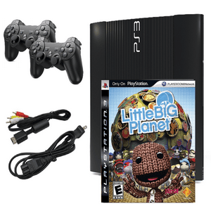 Restored Sony Playstation 3 Ps3 Console Super Slim 250Gb Black With Little Big Planet & Two Retrofam Controllers (Refurbished)