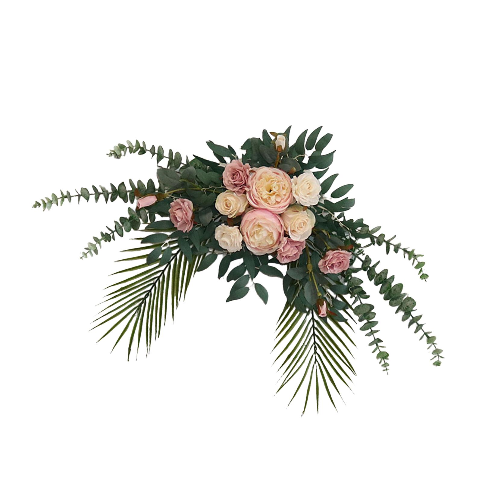 Magideal - Faux Rose Flowers Ornamento Telón De Fondo Práctico Colgante De Puerta Guirnalda Para Patio Accesorios Fotográficos Sala De Estar Al Aire Li Rosa Claro