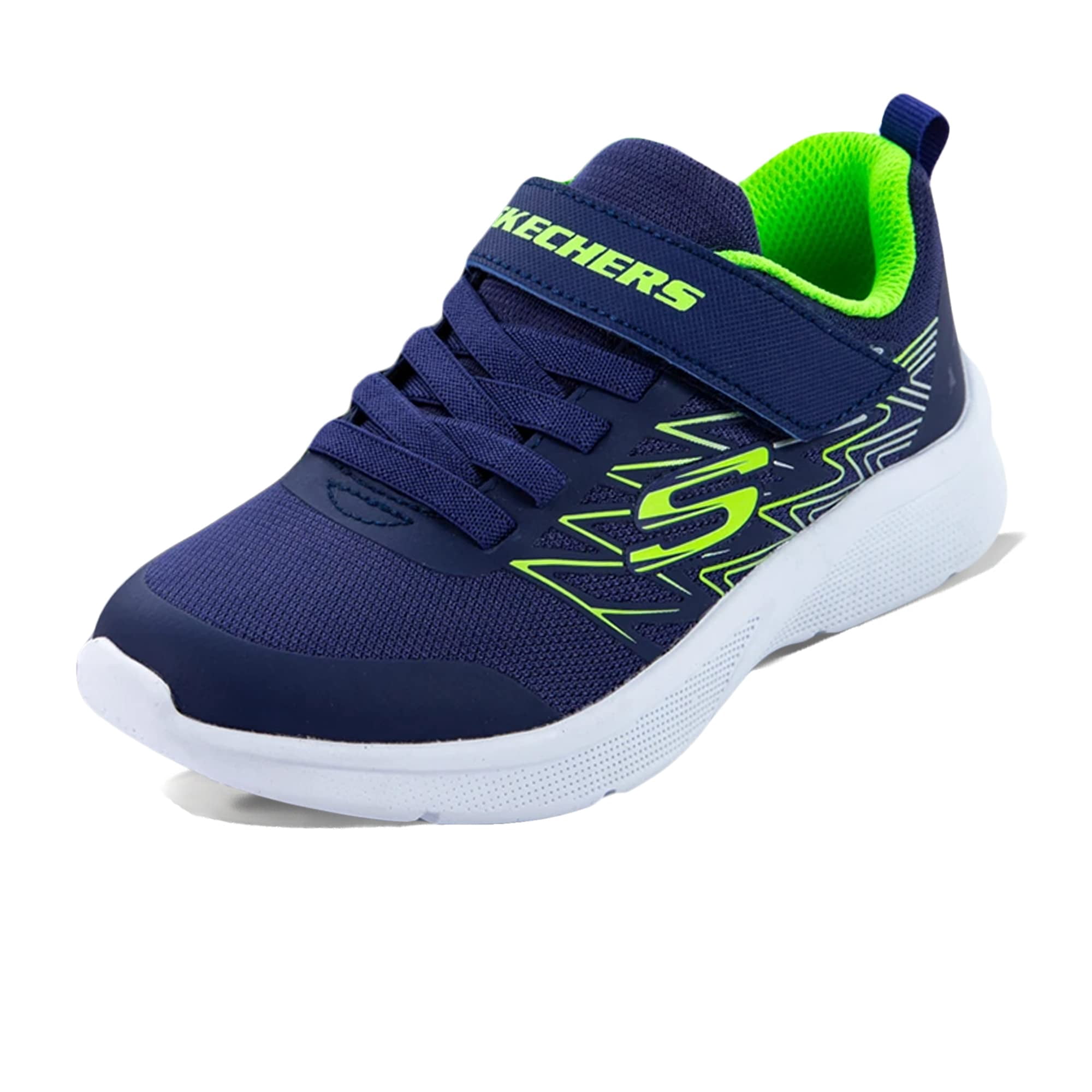 Zapatilla Skechers Microspec-texlor Para Niño, Color Azul Marino Y Lima, 9 Niños Pequeños