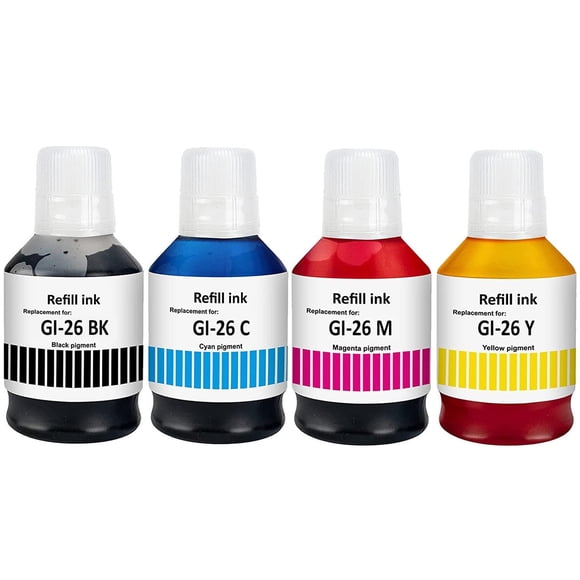 Botellas de recarga de tinta SHUOLEI GI-26 compatibles con Canon, paquete de 4