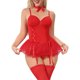 thumbnail image 1 of INSPIRE CHIC Conjunto de Lencería de Encaje para Mujer Corsé Body con Aros Falda con Volantes y Liguero Tanga XL Rojo, 1 of 5