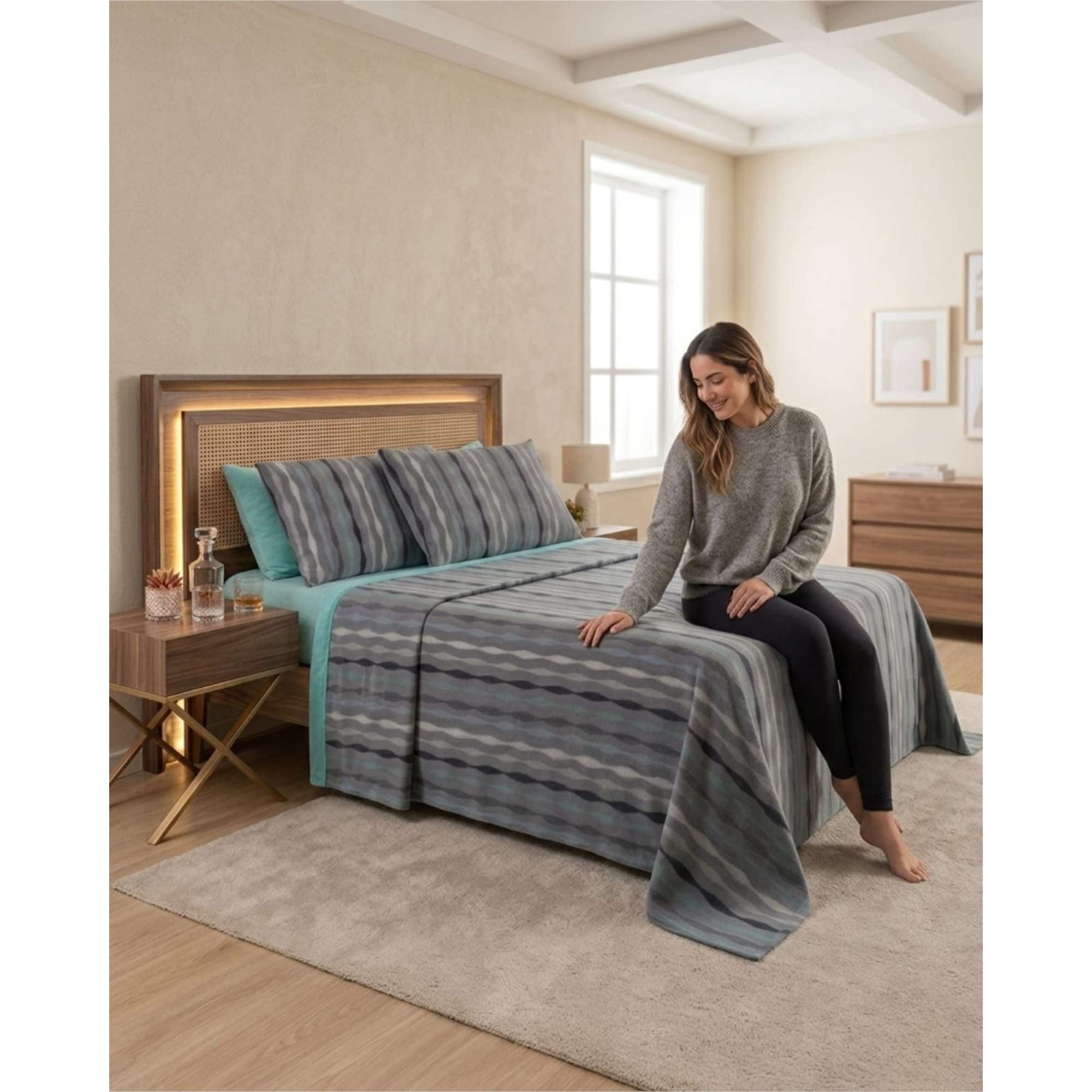 Mylhogar - Juego De Sabanas De Polar Suave Invierno King