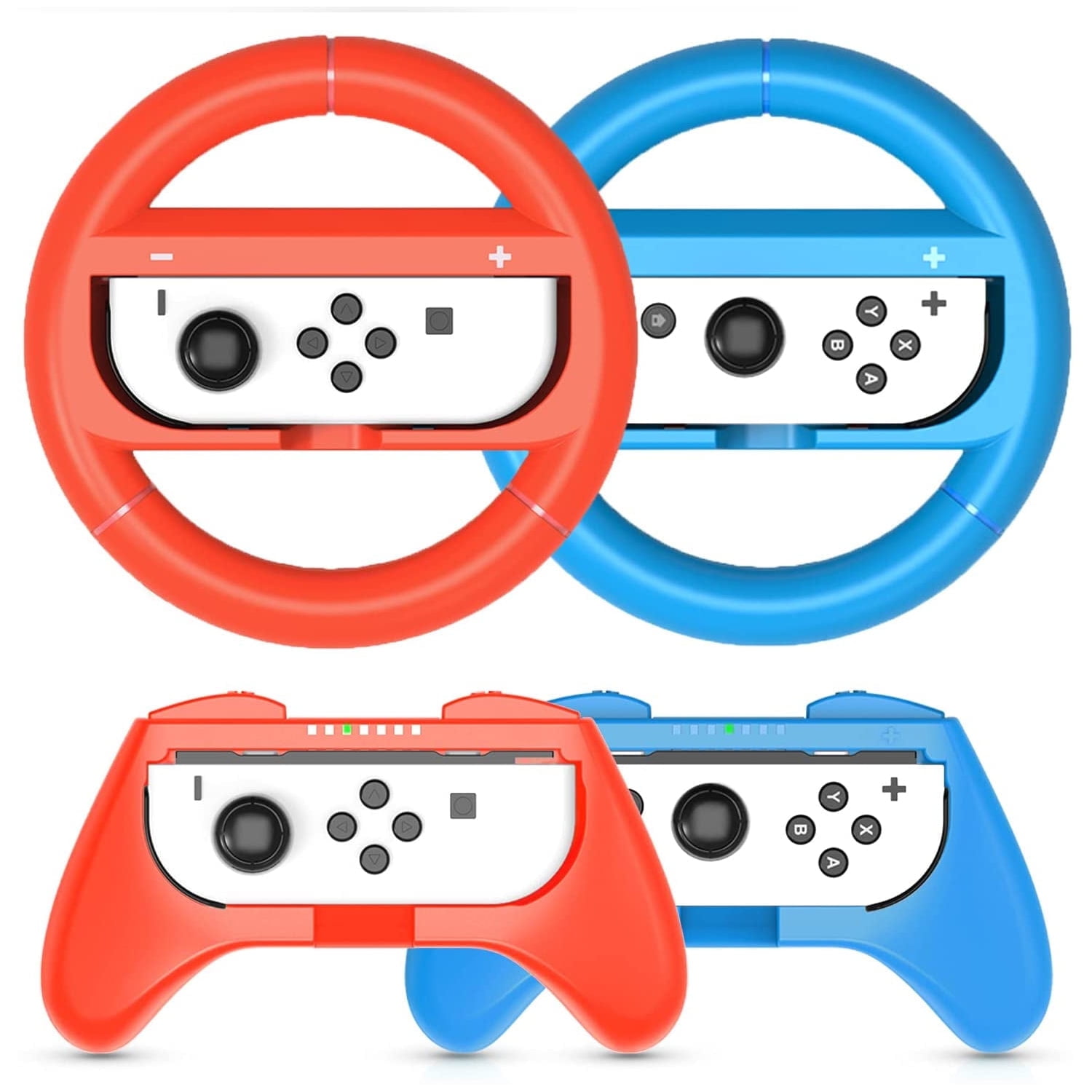 Accesorios Aaronmei Game Wheel Controlador Para Nintendo Switch Y Switch Oled Paquete De 4 Rojo Azul