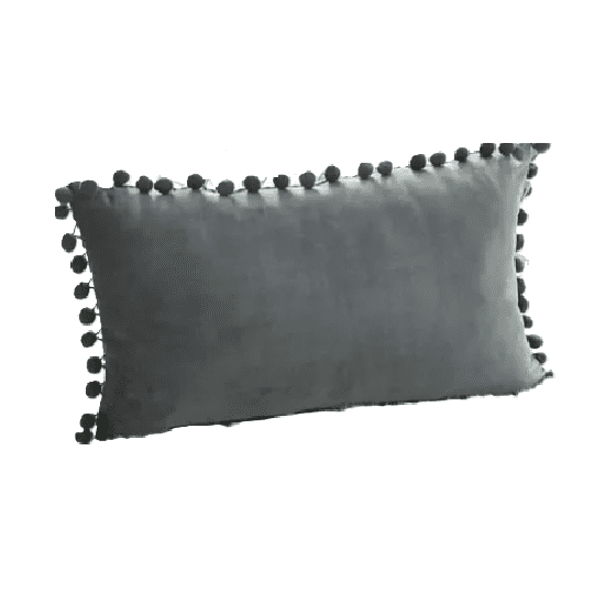 Genérico - Pack De 2 Fundas De Cojín Terciopelo Con Pompones 30x50 Cm Gris
