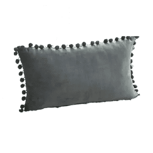 Genérico - Pack De 2 Fundas De Cojín Terciopelo Con Pompones 30X50 Cm Gris