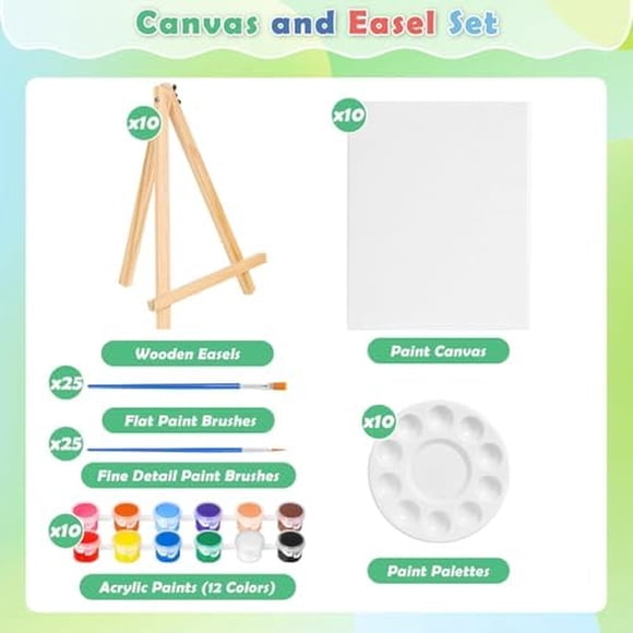 Set Lienzo Evatage 8x10 10 Piezas con Atril y Pintura Acralica