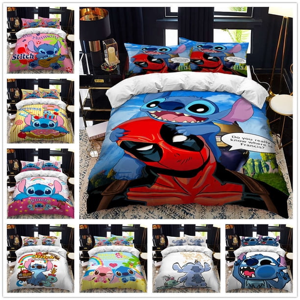 Stitch Cute Bedding Set Deadpool Soft Polyester Printed Three Piece Set Children Adult Bed Bed Sheets