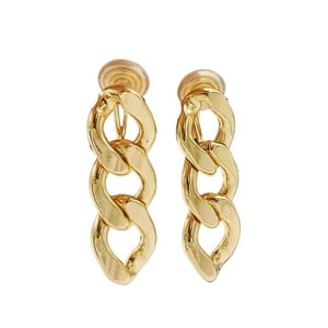 Elbauldejuma - Aros Eslabones Chapado En Oro 18K Earcuff Sin Perforación