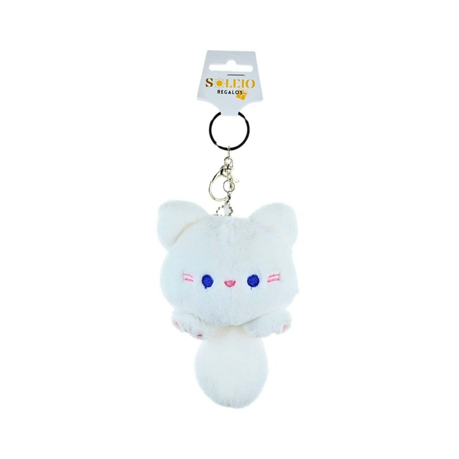 Soleio - Llavero De Peluche Colgante Gatito Cute Blanco