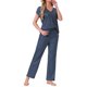 thumbnail image 2 of INSPIRE CHIC Pijamas para Mujer Cuello en V Manga Corta con Pantalones de Cordón Conjunto de Ropa de Dormir Estampado con Bolsillos S Punto Azul, 2 of 6