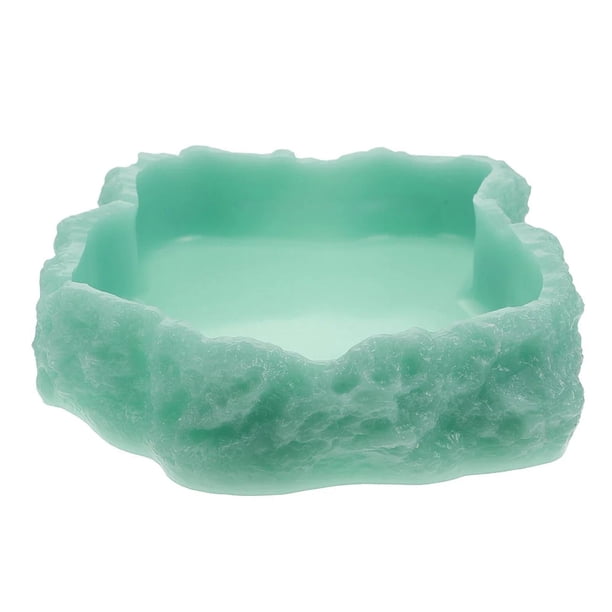 Cuenco luminoso para reptiles, alimentador de tortugas, plato de alimentación pequeño de resina, plato de agua para hábitat de lagartos para hámster,