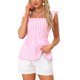 thumbnail image 1 of INSPIRE CHIC Blusa de Cuadros con Peplum para Mujer de Regreso a Clases Cuello Cuadrado Sin Mangas Verano Color Melocotón Claro Talla L, 1 of 6